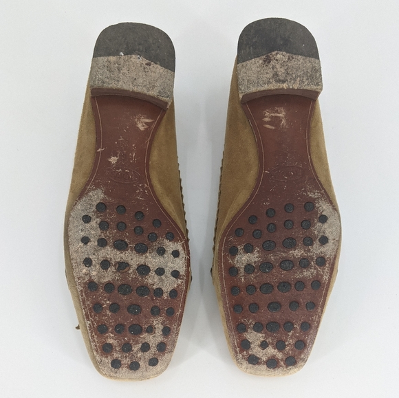 Tod's Tan Suede Studded Square Toe Tie Loafers - Picture 7 of 10